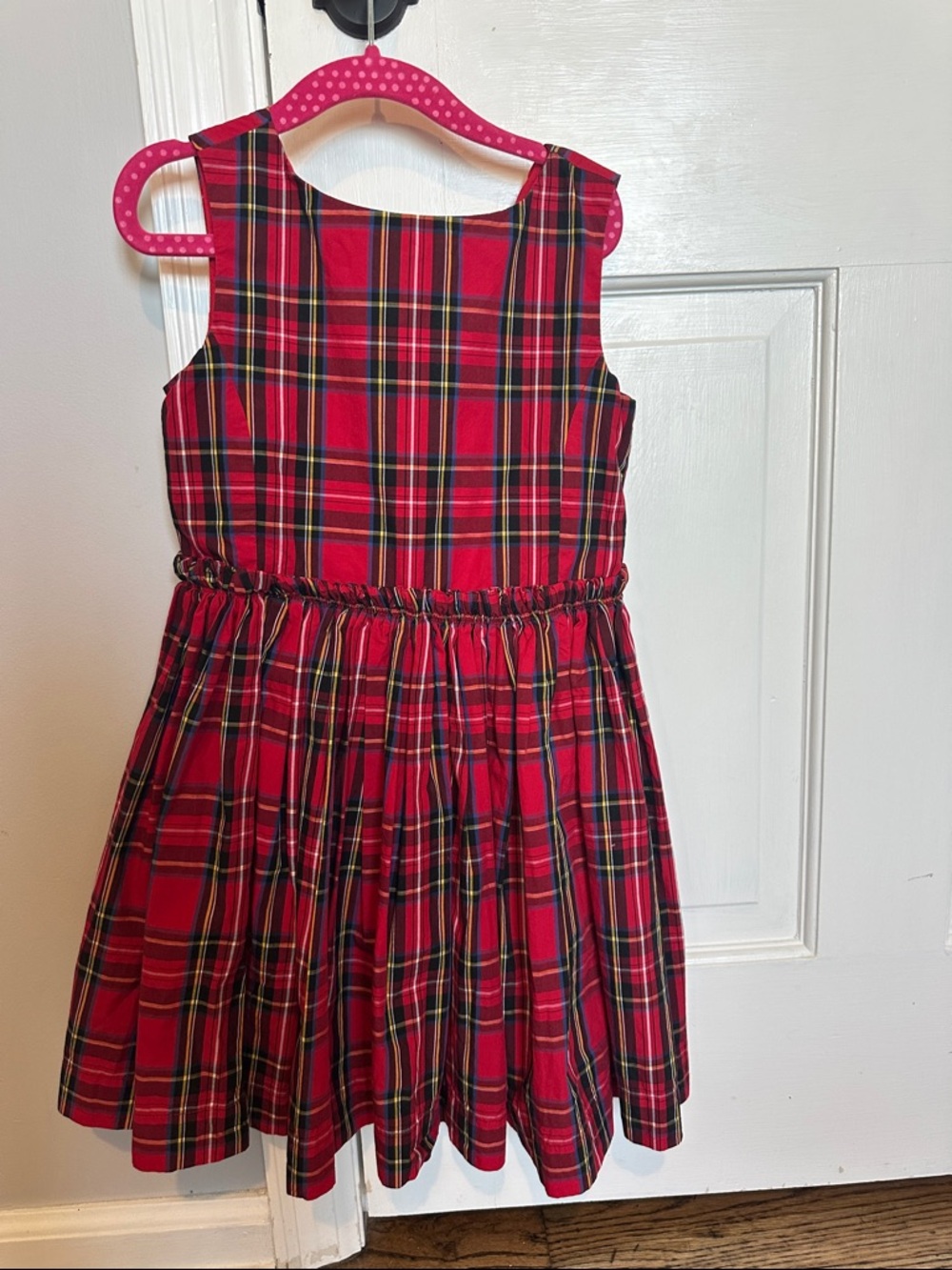 Girls Red Tartan Plaid Sleeveless Dress